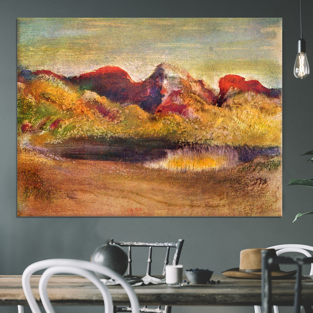 Lake and mountains by Degas Canvas Print or Poster - Canvas Art Rocks - 3