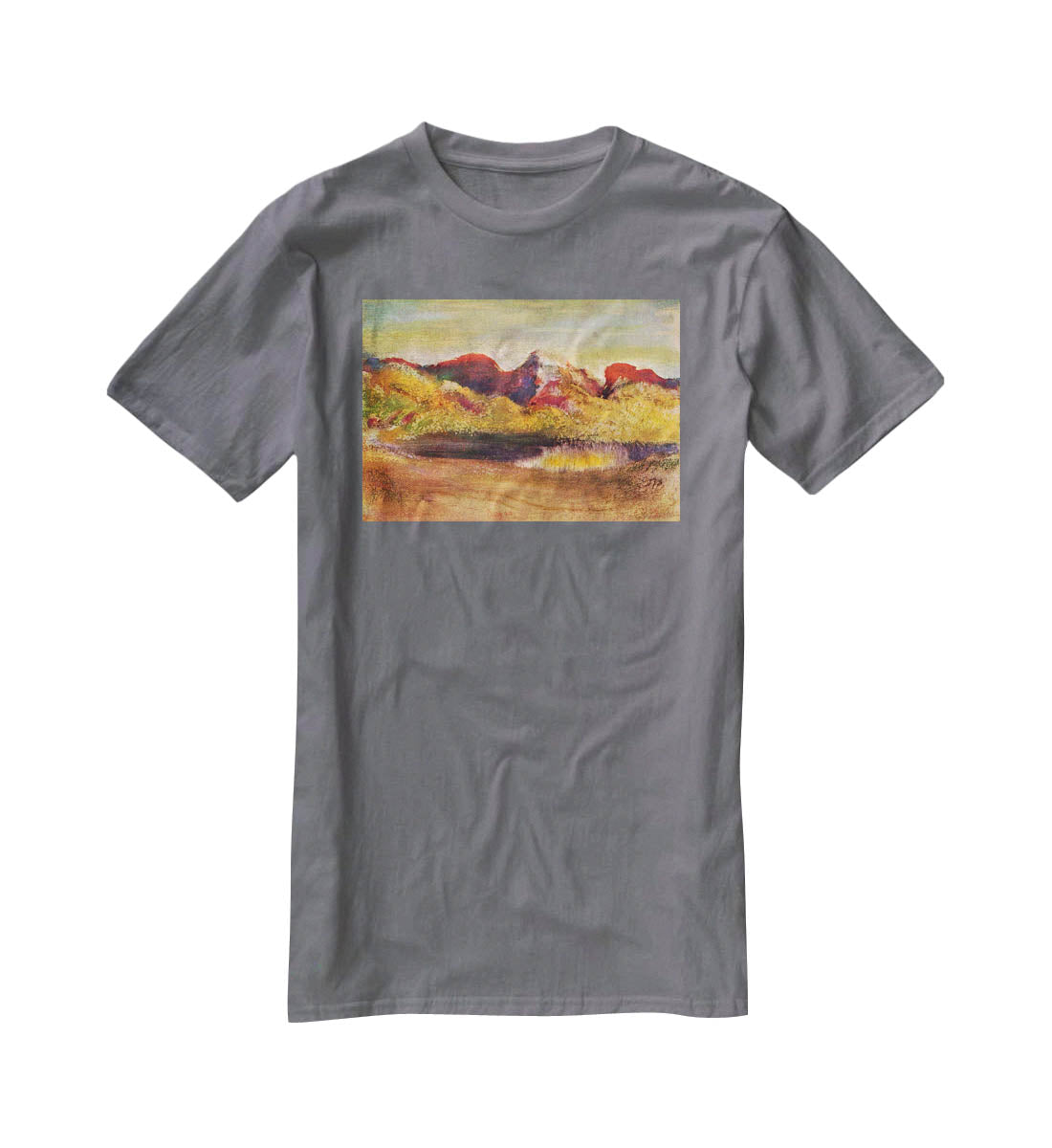Lake and mountains by Degas T-Shirt - Canvas Art Rocks - 3