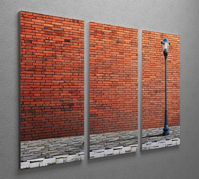 Lamp post street on brick 3 Split Panel Canvas Print - Canvas Art Rocks - 2