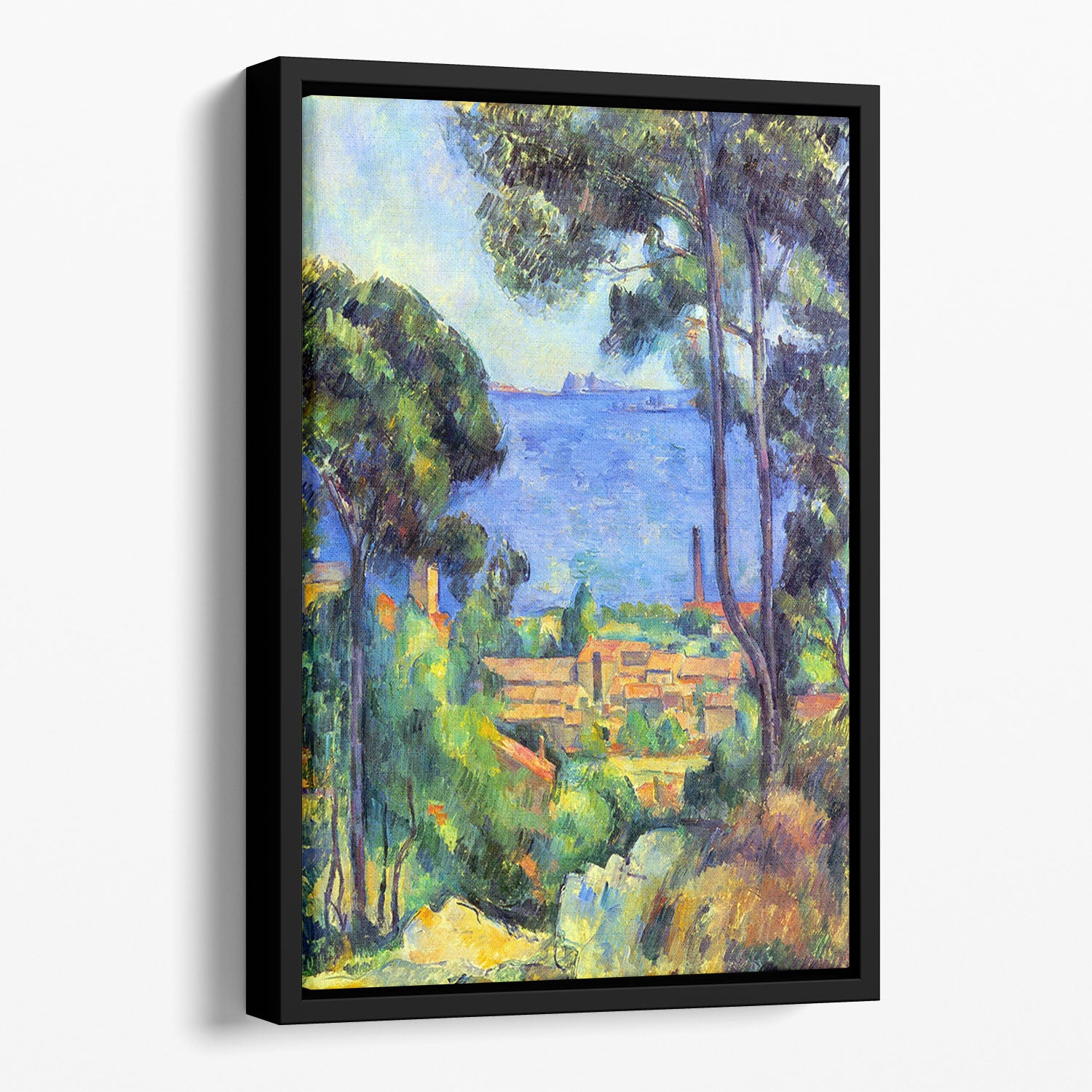 Land scape by Cezanne Floating Framed Canvas - Canvas Art Rocks - 1