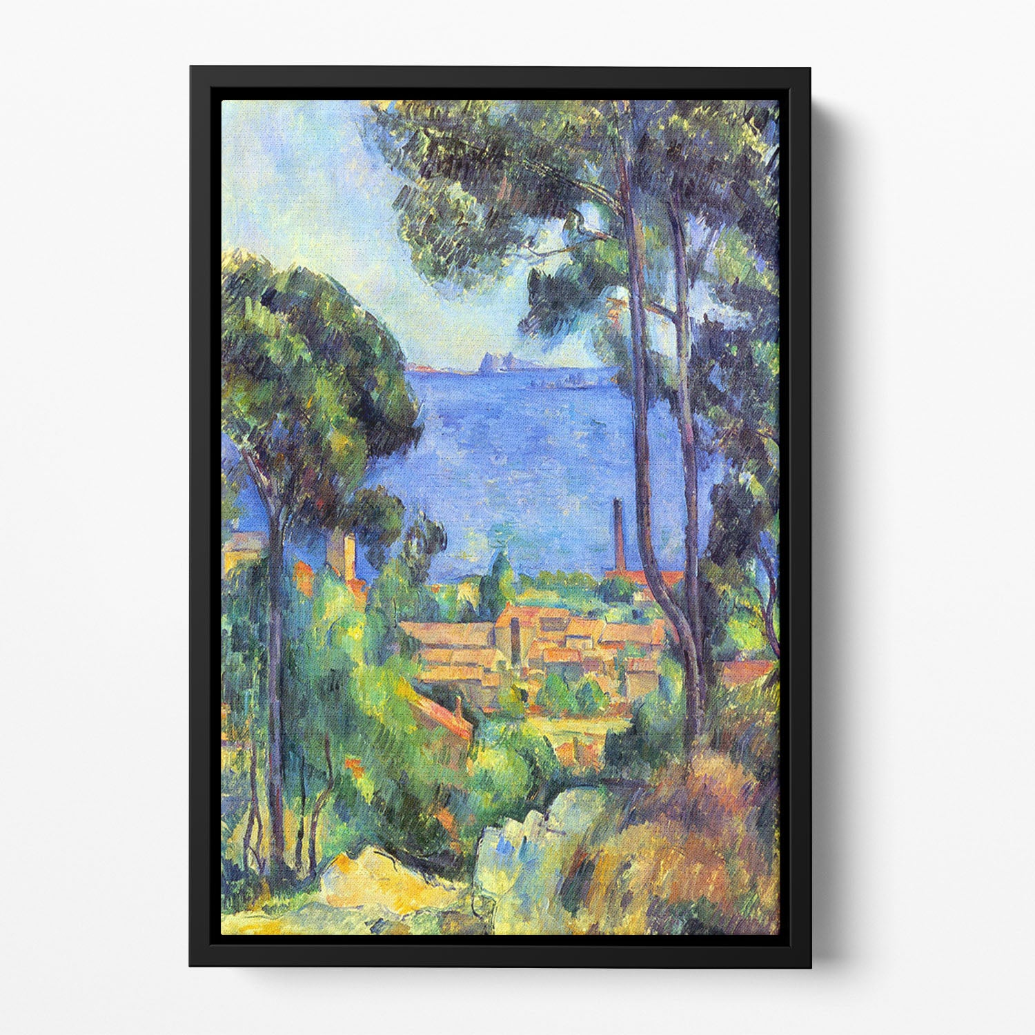 Land scape by Cezanne Floating Framed Canvas - Canvas Art Rocks - 2
