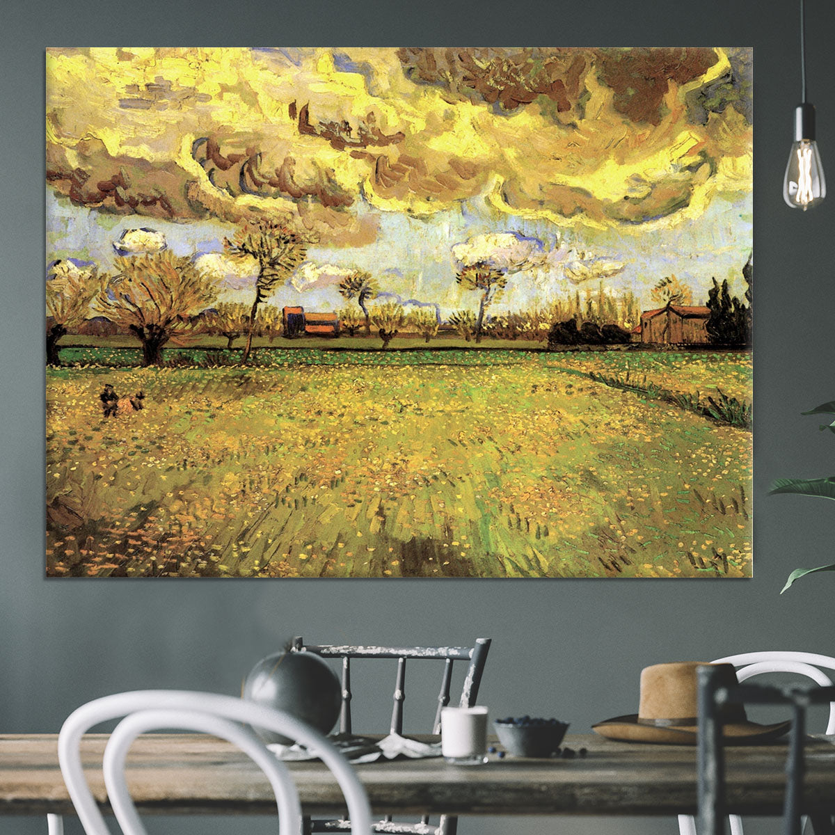 Landscape Under a Stormy Sky by Van Gogh Canvas Print or Poster - Canvas Art Rocks - 3