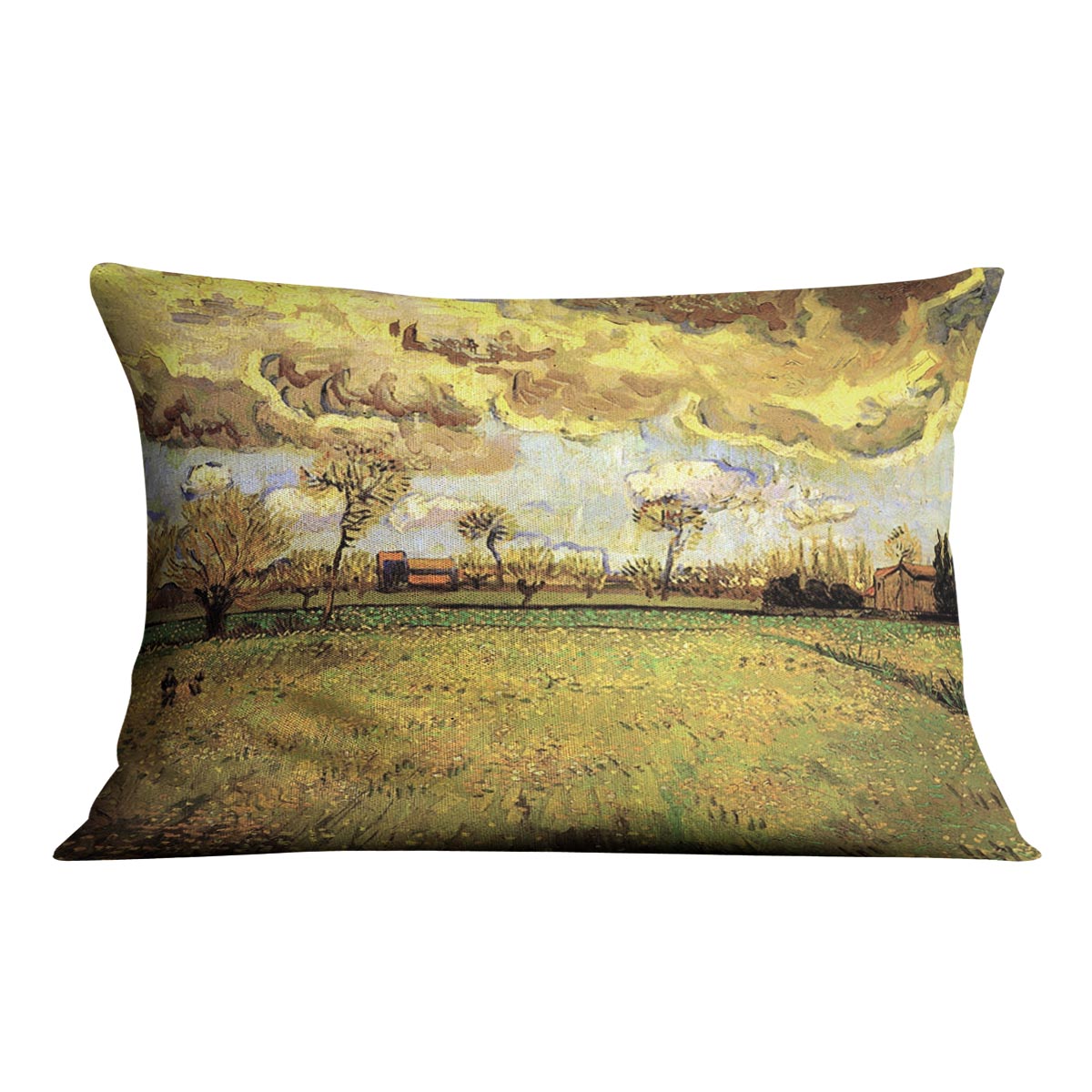 Landscape Under a Stormy Sky by Van Gogh Cushion