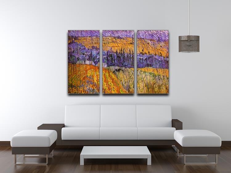 Landscape at Auvers in the Rain by Van Gogh 3 Split Panel Canvas Print - Canvas Art Rocks - 4