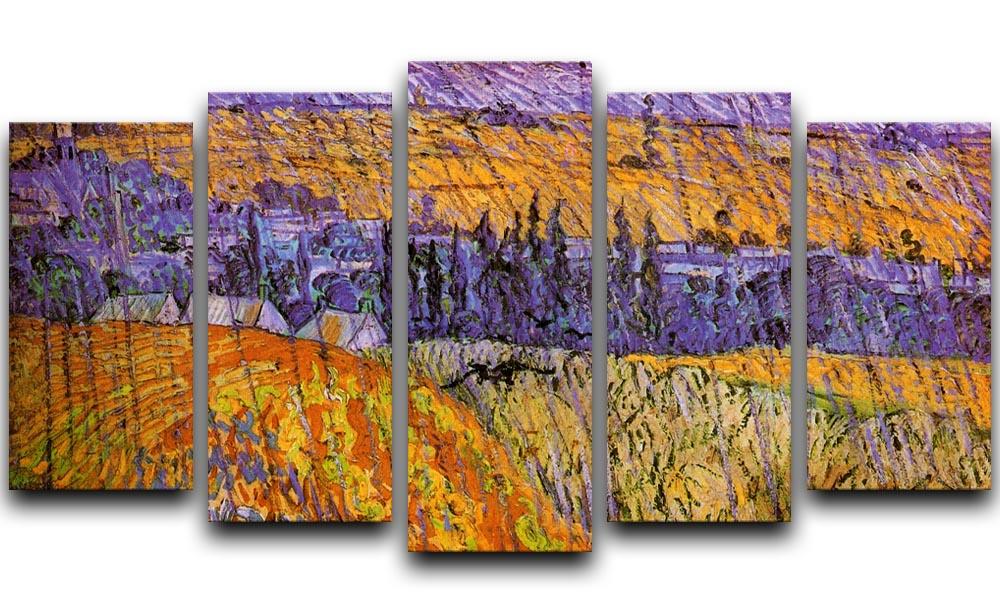 Landscape at Auvers in the Rain by Van Gogh 5 Split Panel Canvas  - Canvas Art Rocks - 1