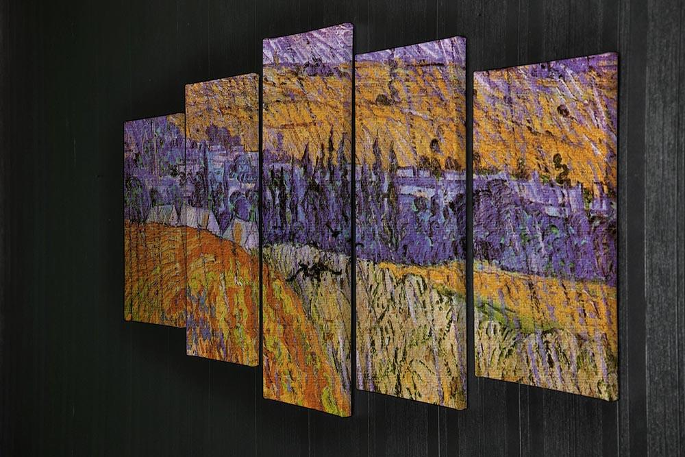 Landscape at Auvers in the Rain by Van Gogh 5 Split Panel Canvas - Canvas Art Rocks - 2