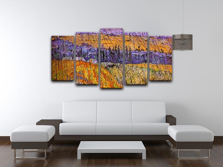 Landscape at Auvers in the Rain by Van Gogh 5 Split Panel Canvas - Canvas Art Rocks - 3