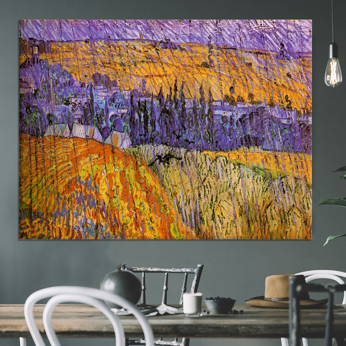 Landscape at Auvers in the Rain by Van Gogh Canvas Print or Poster - Canvas Art Rocks - 3