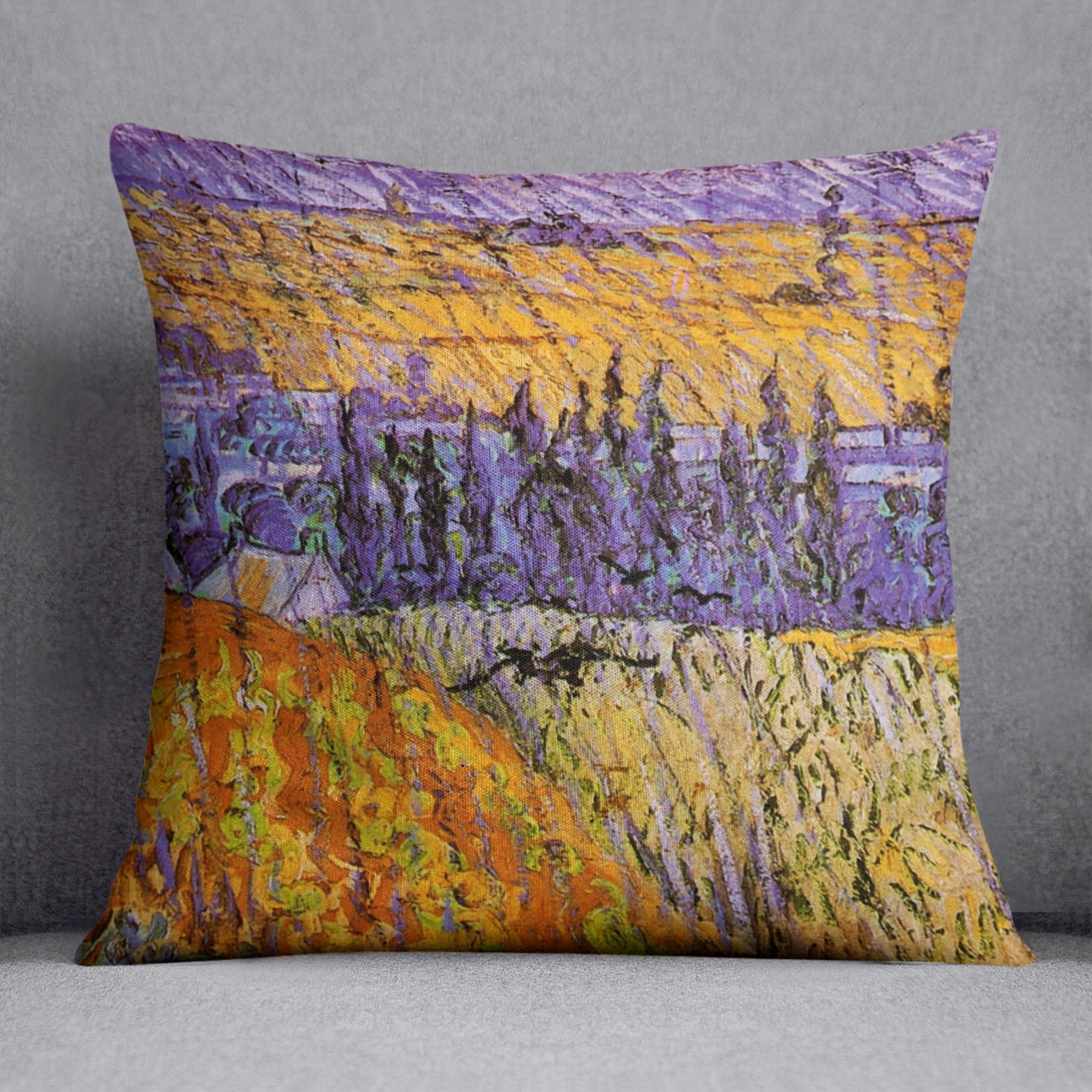 Landscape at Auvers in the Rain by Van Gogh Cushion