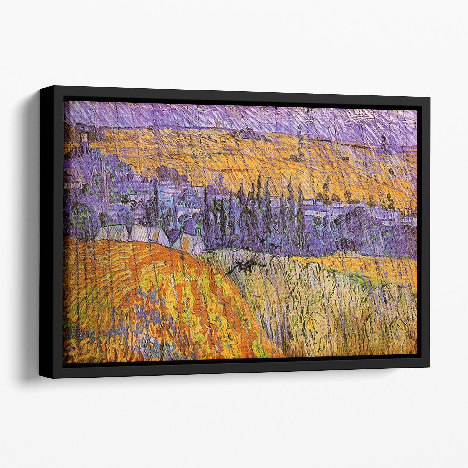 Landscape at Auvers in the Rain by Van Gogh Floating Framed Canvas