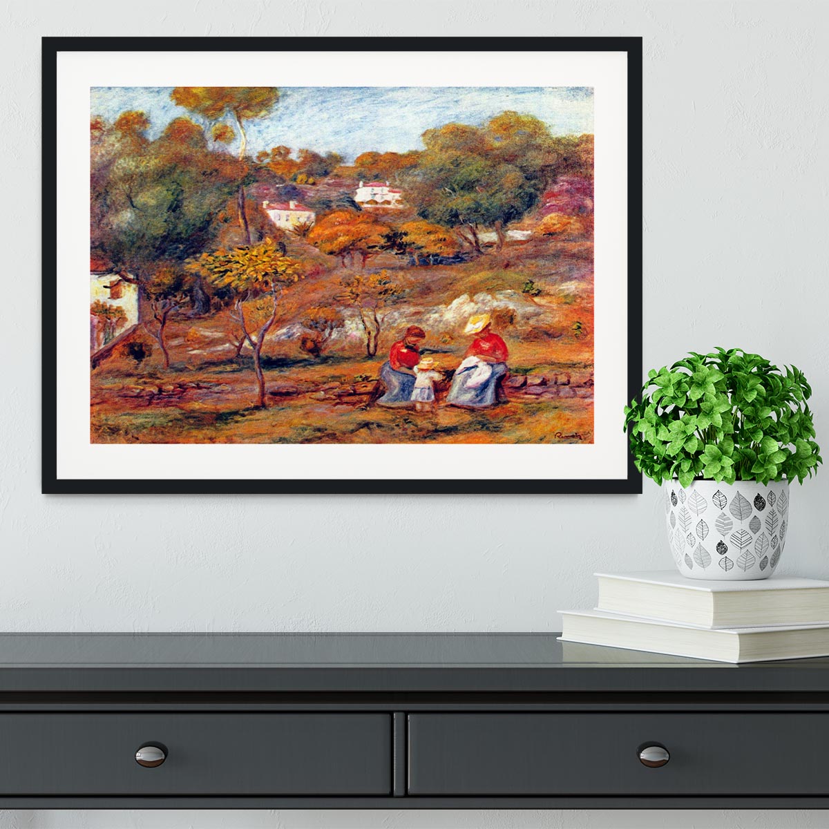 Landscape at Cagnes by Renoir Framed Print - Canvas Art Rocks - 1
