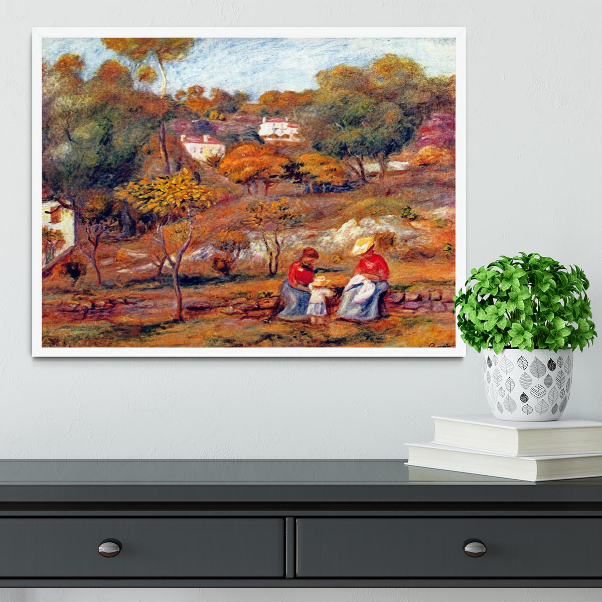 Landscape at Cagnes by Renoir Framed Print - Canvas Art Rocks -6