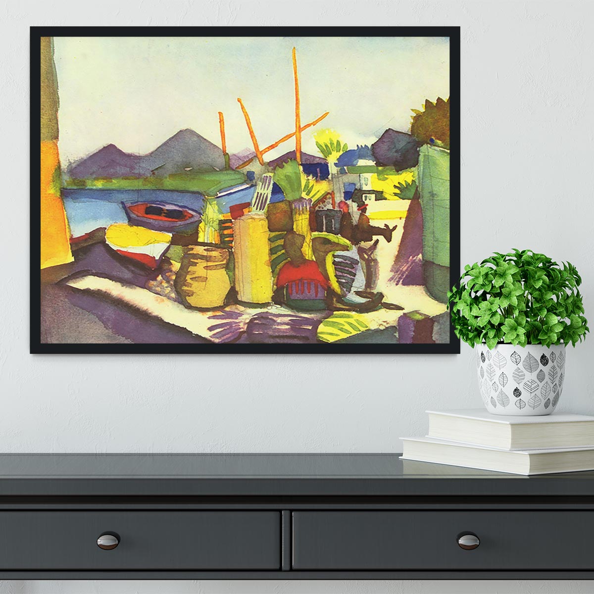 Landscape at Hammamet by Macke Framed Print - Canvas Art Rocks - 2