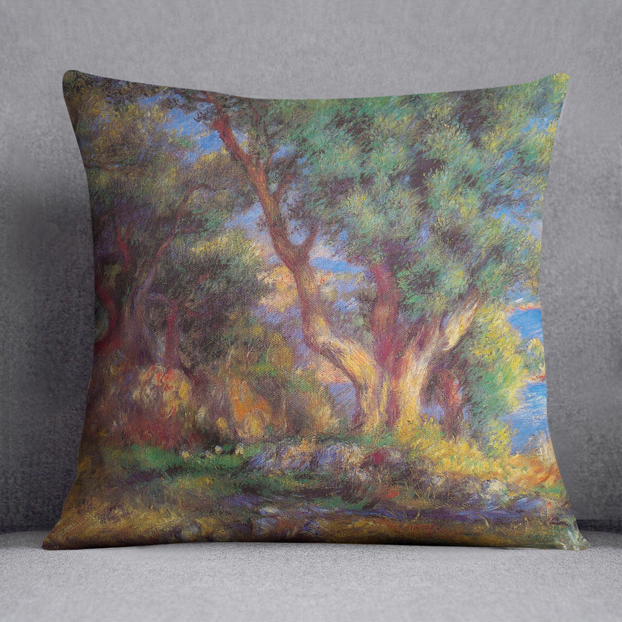 Landscape in Menton by Renoir Cushion