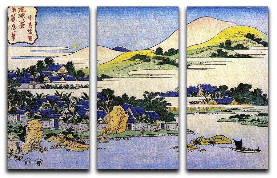 Landscape of Ryukyu by Hokusai 3 Split Panel Canvas Print - Canvas Art Rocks - 1