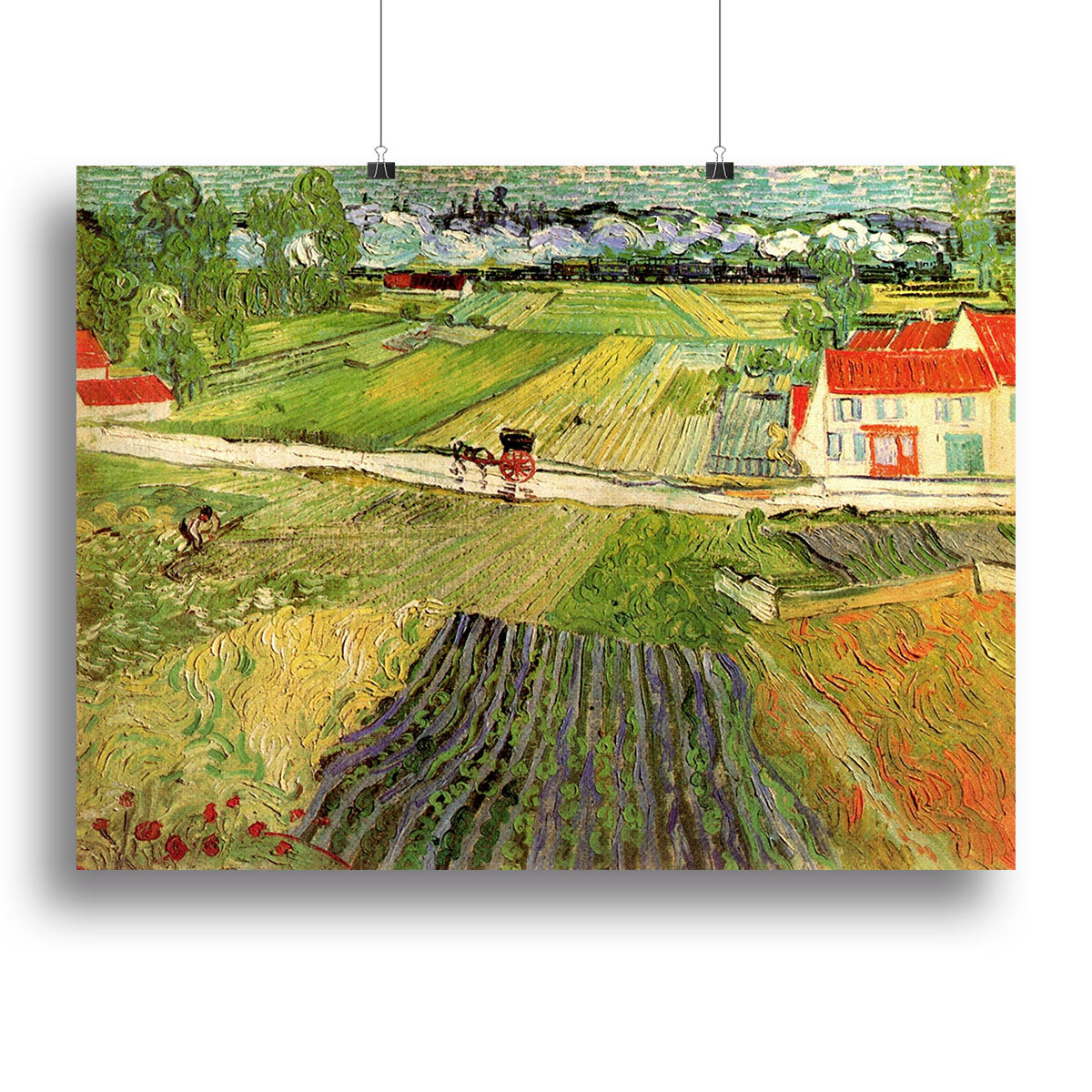 Landscape with Carriage and Train in the Background by Van Gogh Canvas Print or Poster - Canvas Art Rocks - 2