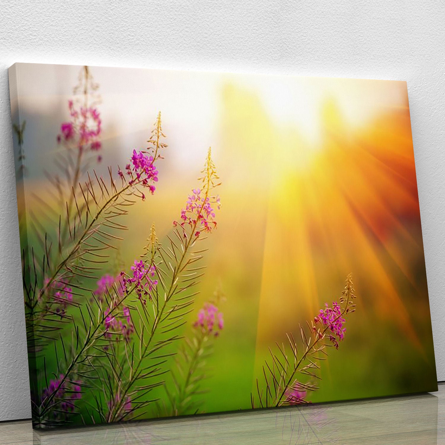 Landscape with Fireweed at sunny summer Canvas Print or Poster - Canvas Art Rocks - 1