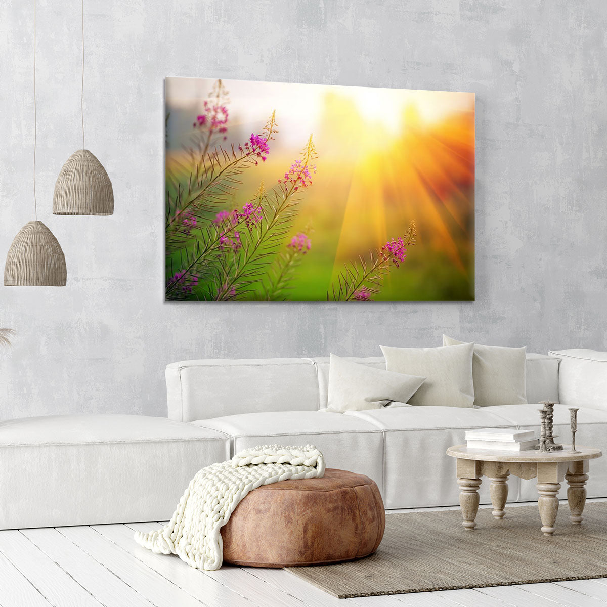 Landscape with Fireweed at sunny summer Canvas Print or Poster - Canvas Art Rocks - 6
