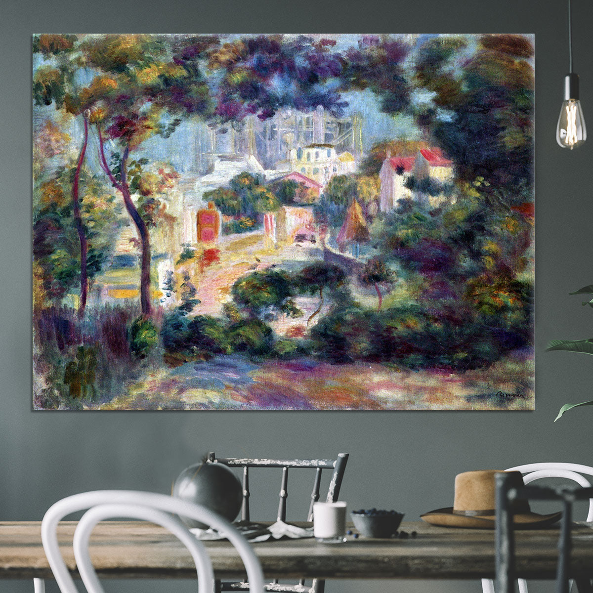 Landscape with a view of the Sacred Heart by Renoir Canvas Print or Poster - Canvas Art Rocks - 3