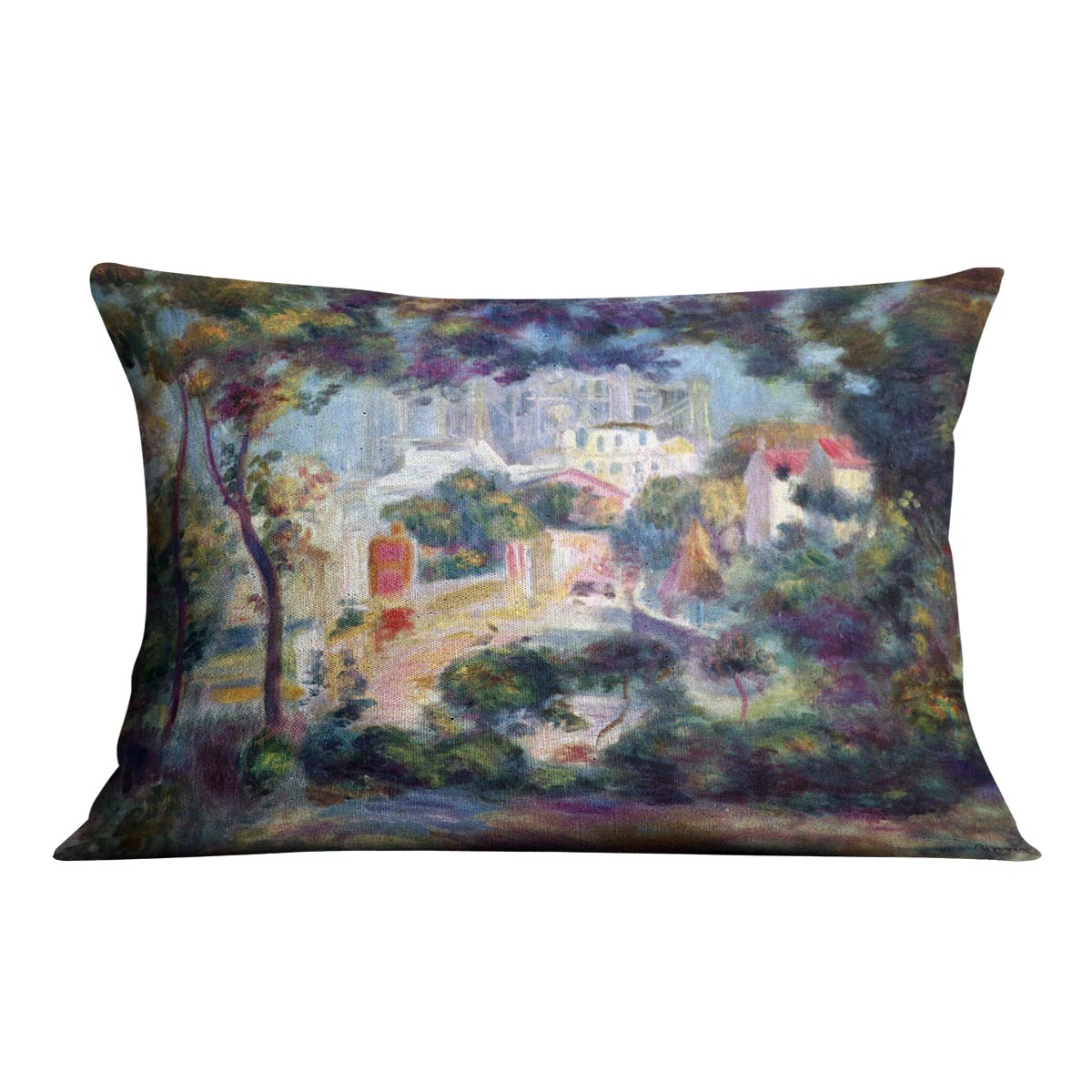 Landscape with a view of the Sacred Heart by Renoir Cushion