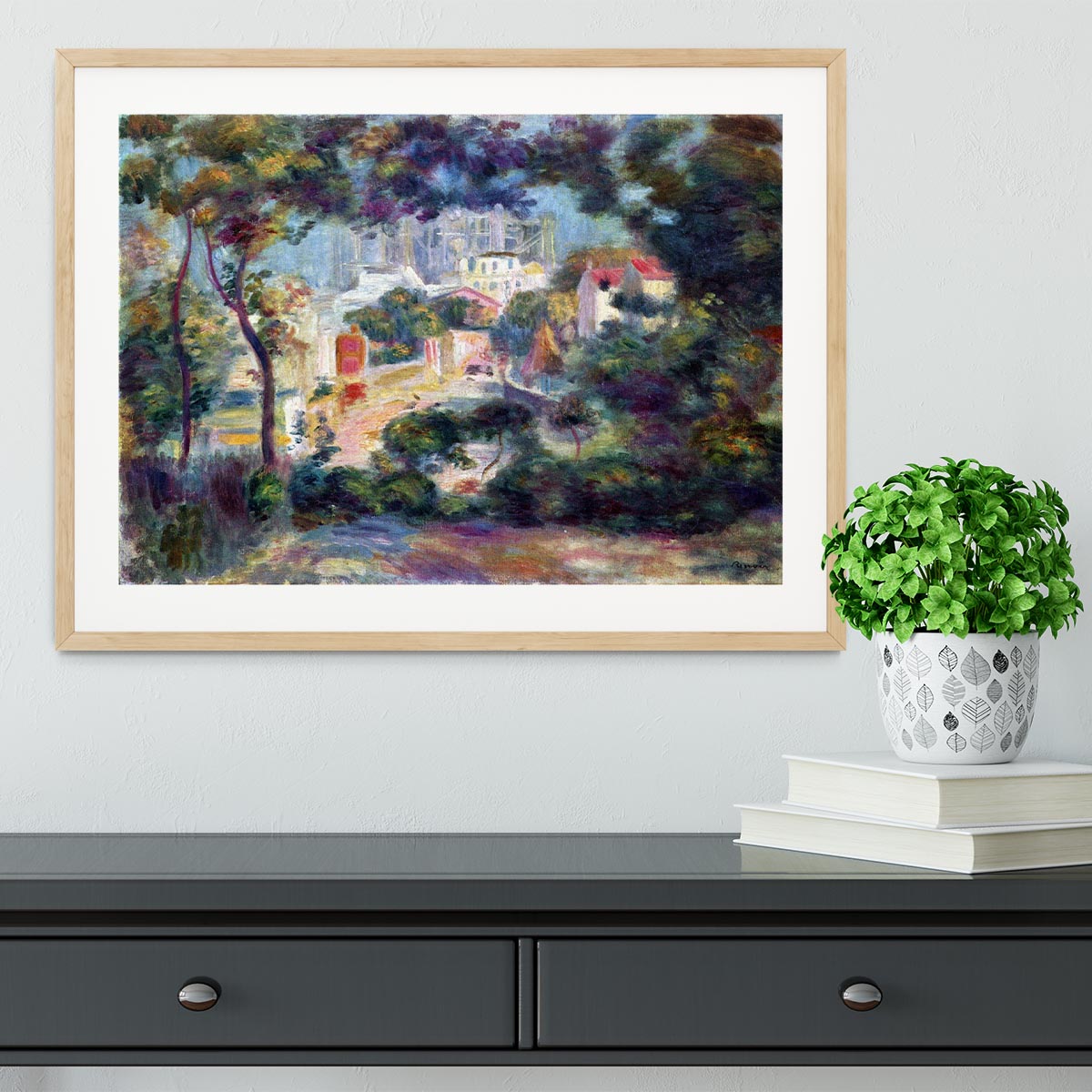 Landscape with a view of the Sacred Heart by Renoir Framed Print - Canvas Art Rocks - 3
