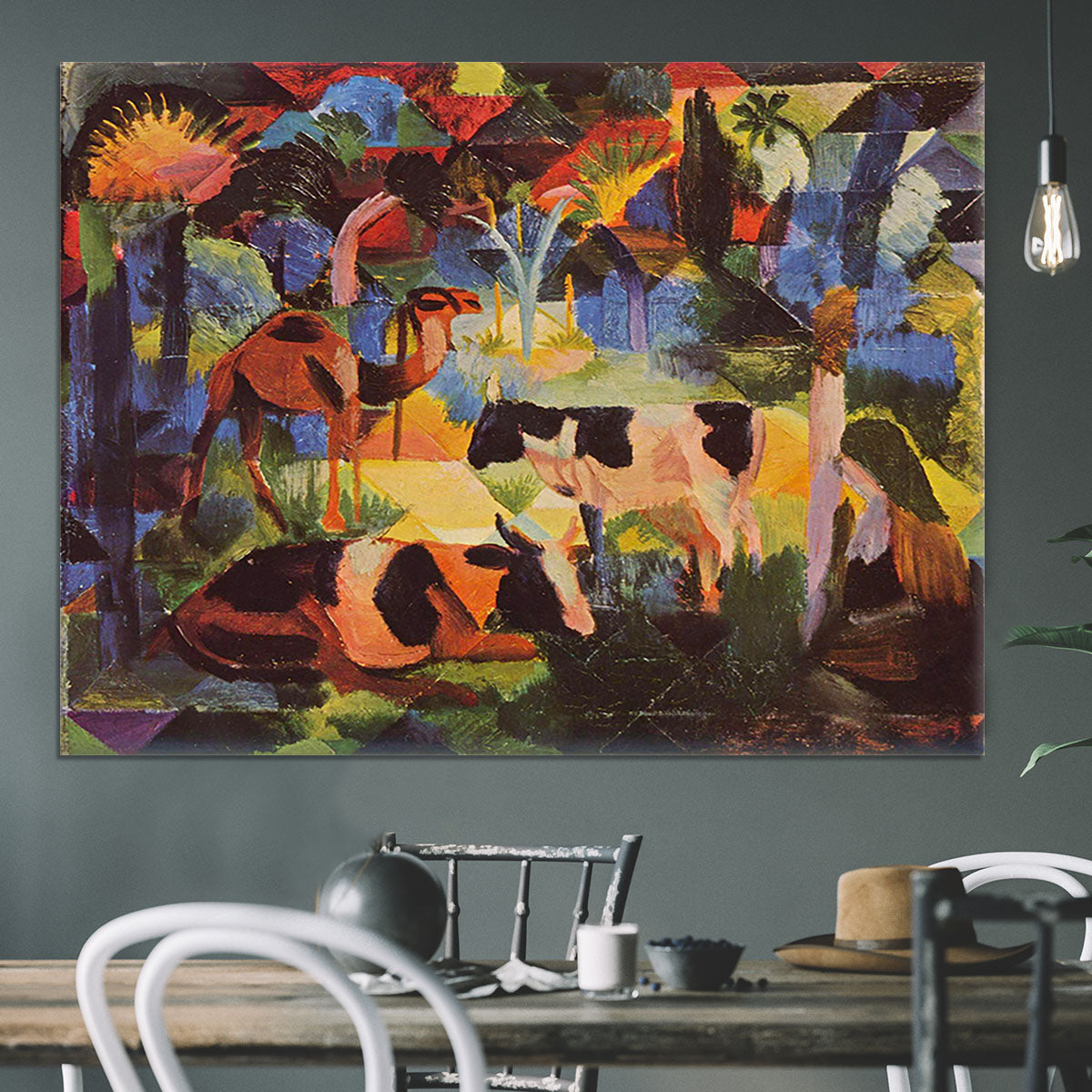 Landscape with cows and camels by Macke Canvas Print or Poster - Canvas Art Rocks - 3