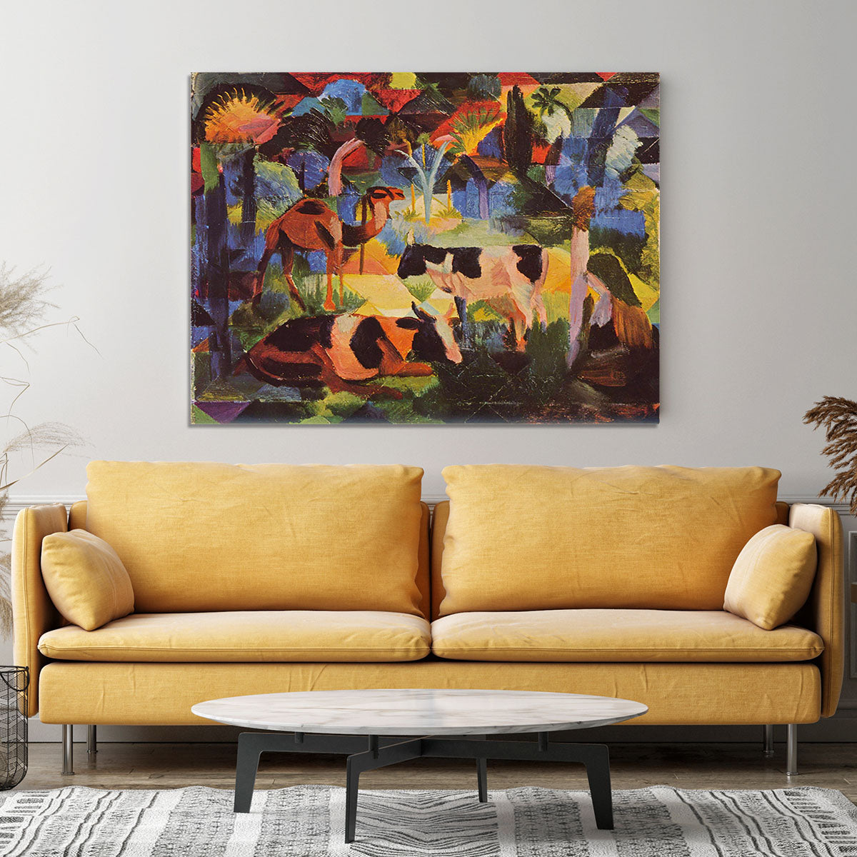 Landscape with cows and camels by Macke Canvas Print or Poster - Canvas Art Rocks - 4