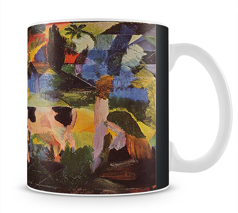 Landscape with cows and camels by Macke Mug - Canvas Art Rocks - 1