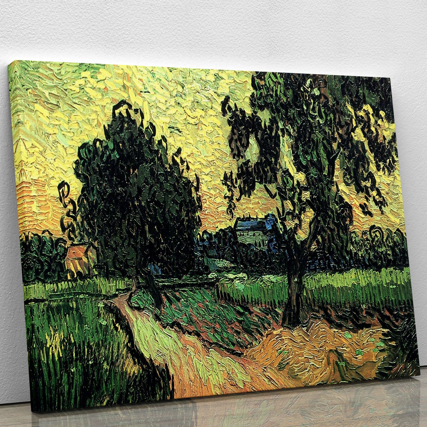 Landscape with the Chateau of Auvers at Sunset by Van Gogh Canvas Print or Poster - Canvas Art Rocks - 1