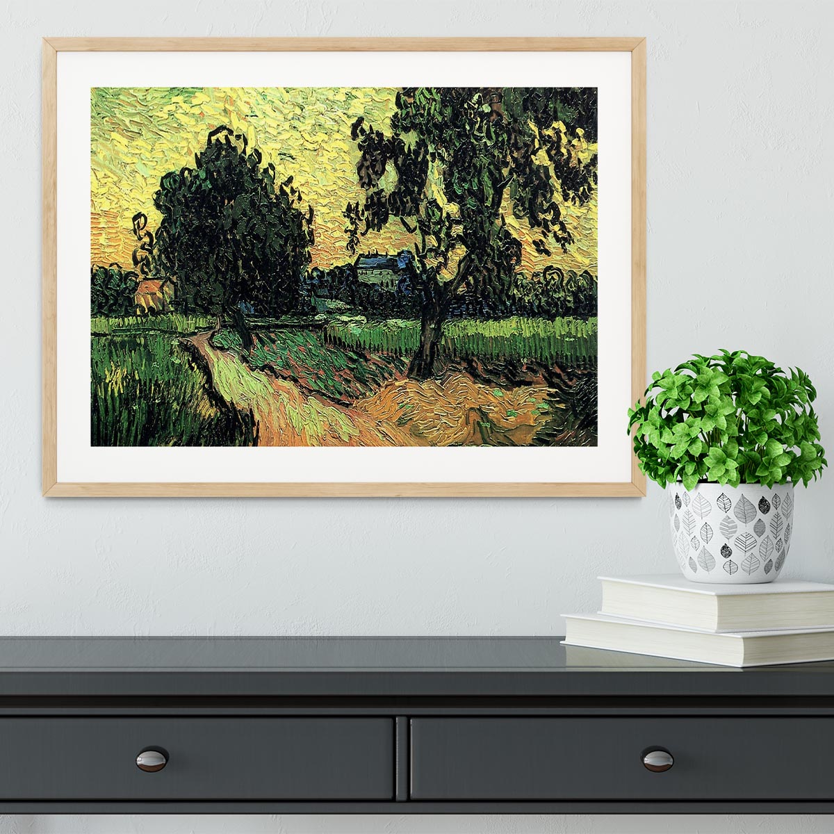 Landscape with the Chateau of Auvers at Sunset by Van Gogh Framed Print - Canvas Art Rocks - 3
