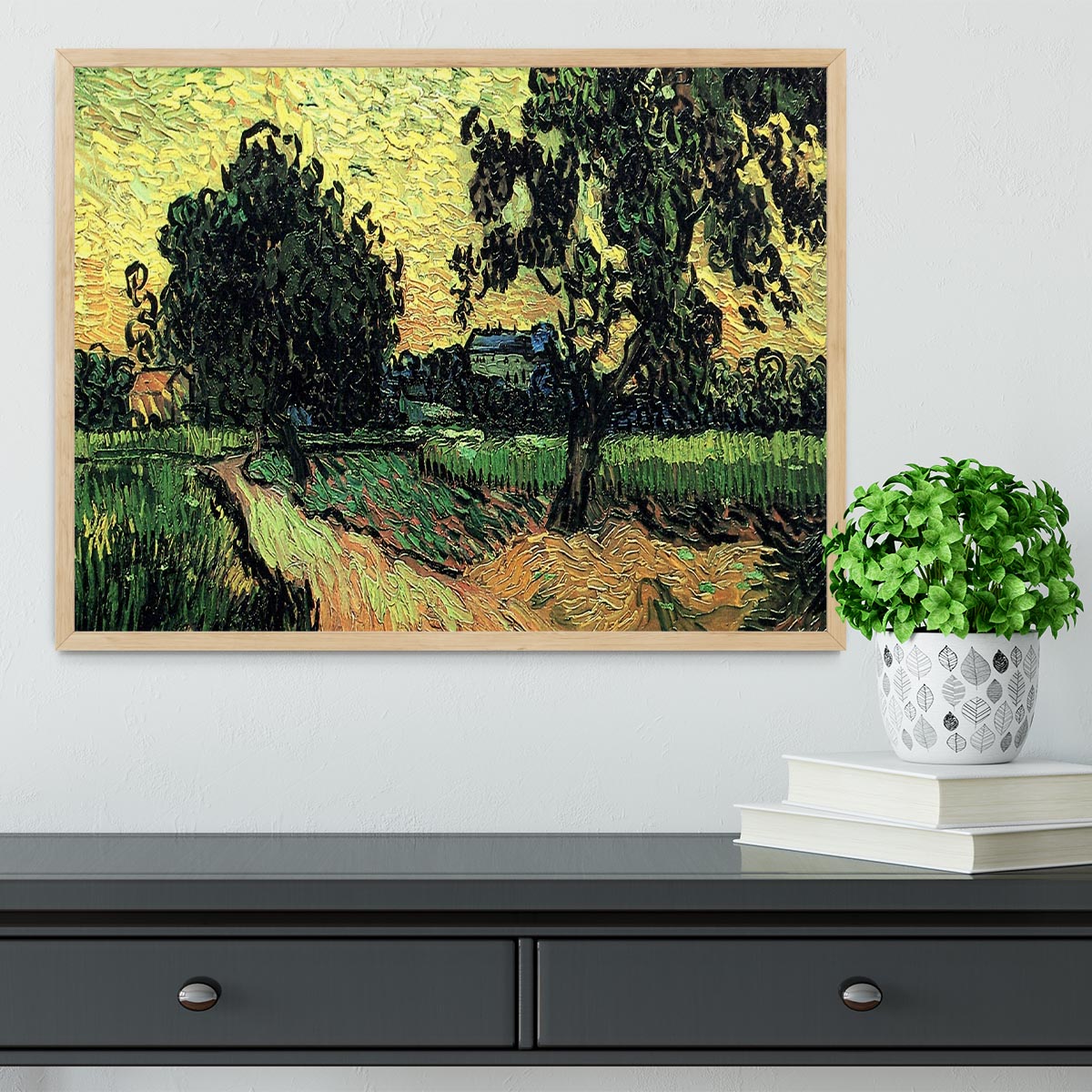 Landscape with the Chateau of Auvers at Sunset by Van Gogh Framed Print - Canvas Art Rocks - 4