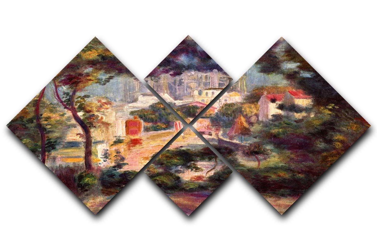 Landscape with the view of Sacre Coeur by Renoir 4 Square Multi Panel Canvas  - Canvas Art Rocks - 1
