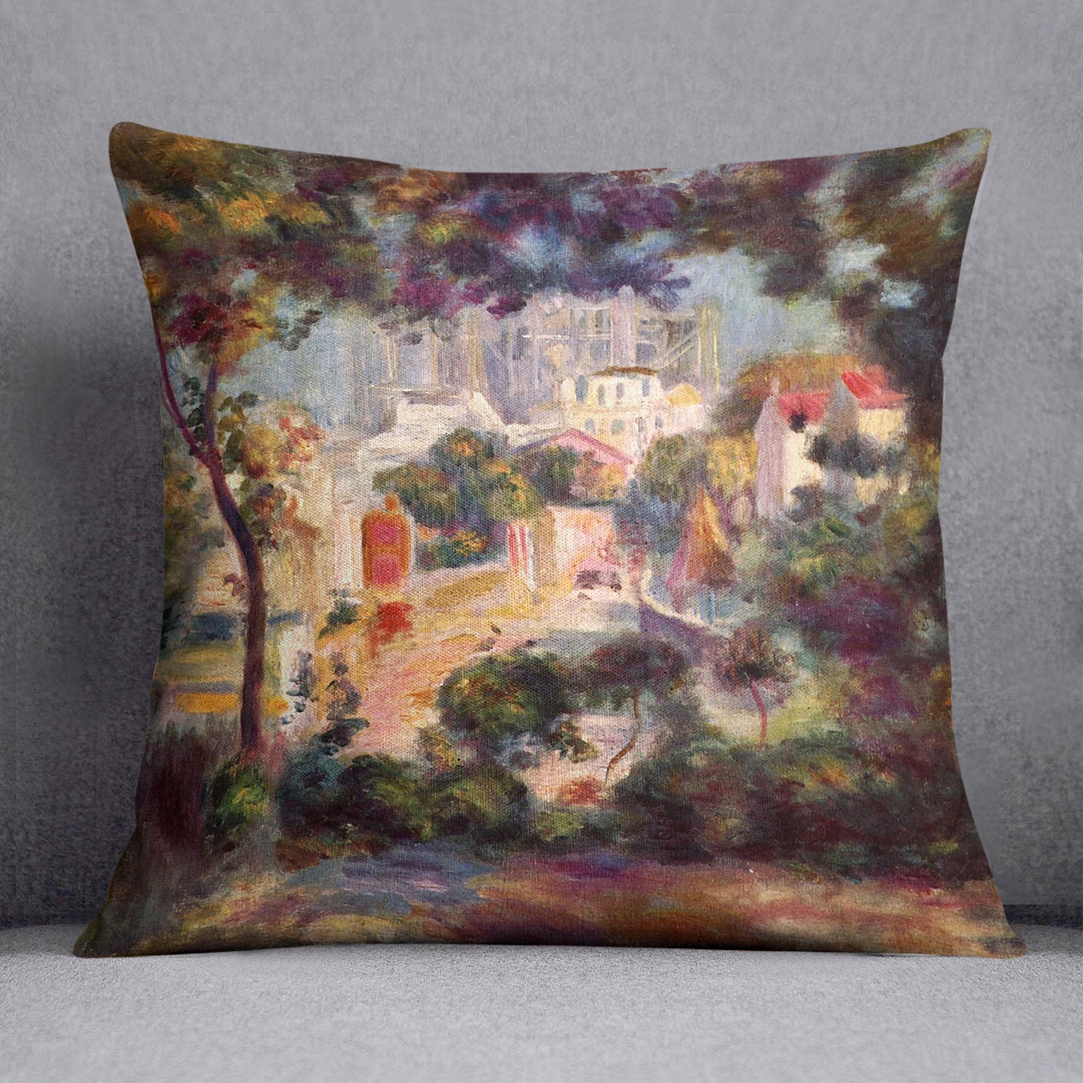 Landscape with the view of Sacre Coeur by Renoir Cushion