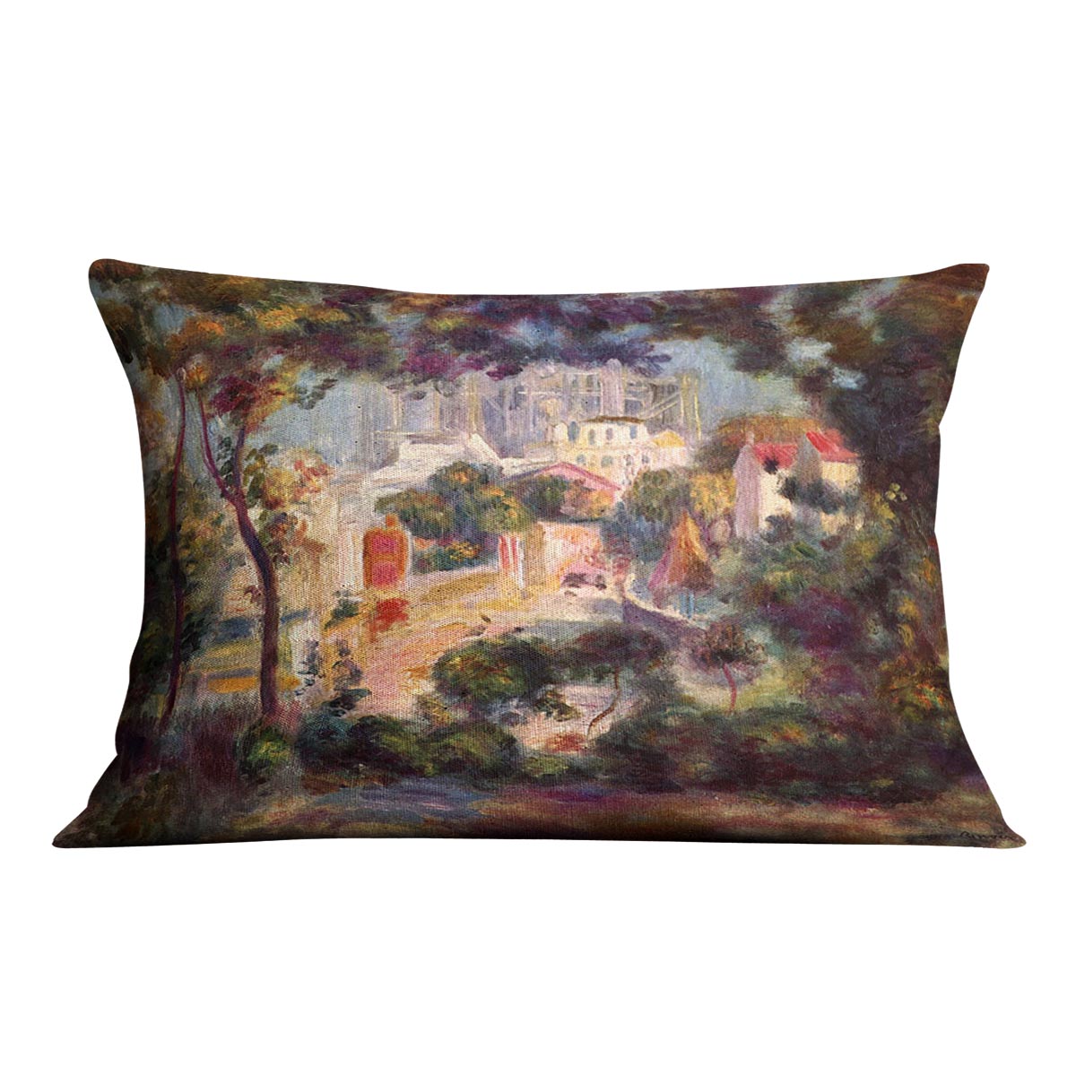 Landscape with the view of Sacre Coeur by Renoir Cushion
