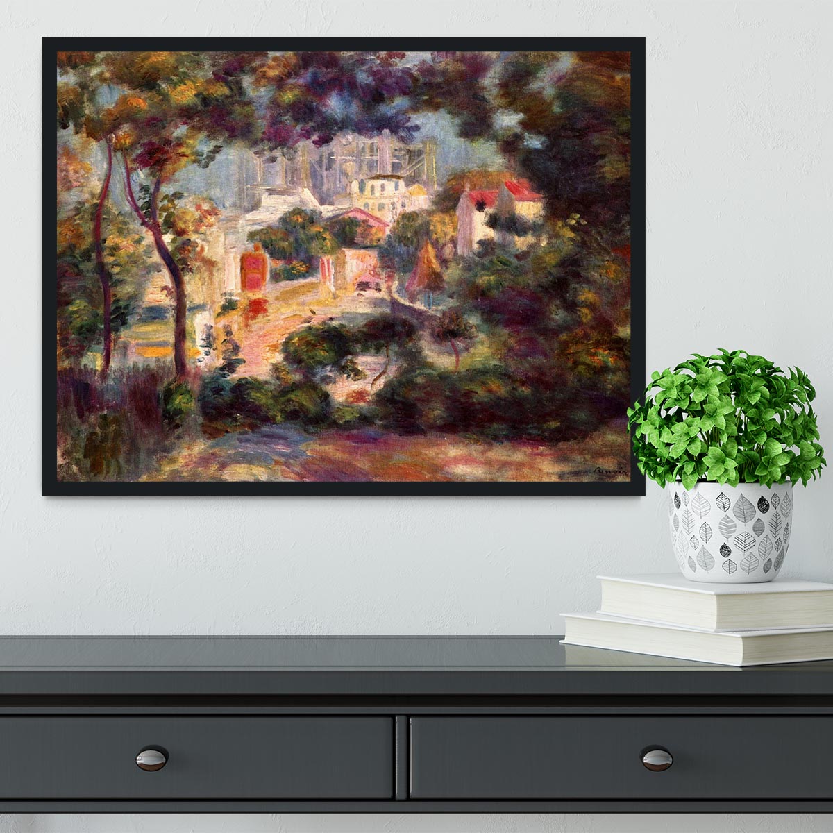 Landscape with the view of Sacre Coeur by Renoir Framed Print - Canvas Art Rocks - 2