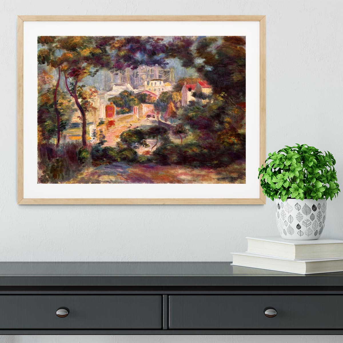Landscape with the view of Sacre Coeur by Renoir Framed Print - Canvas Art Rocks - 3