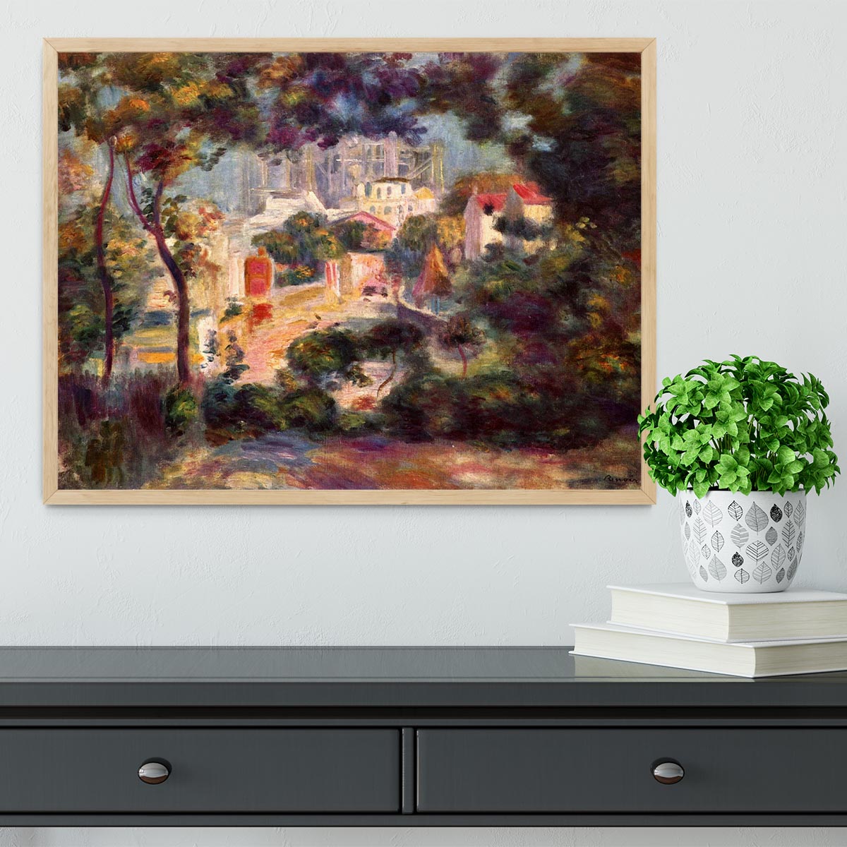 Landscape with the view of Sacre Coeur by Renoir Framed Print - Canvas Art Rocks - 4