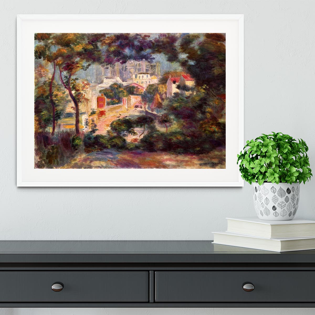 Landscape with the view of Sacre Coeur by Renoir Framed Print - Canvas Art Rocks - 5