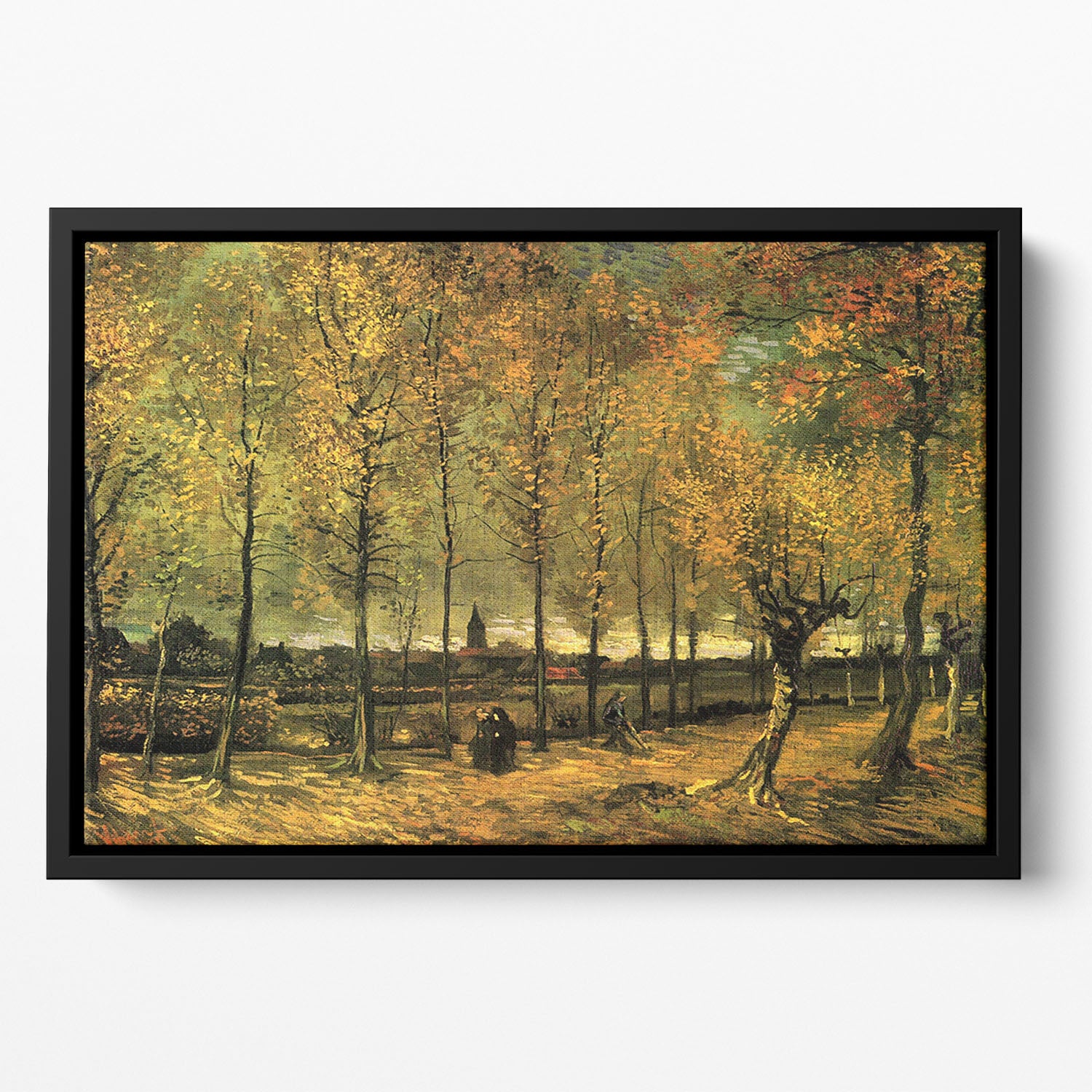Lane with Poplars by Van Gogh Floating Framed Canvas