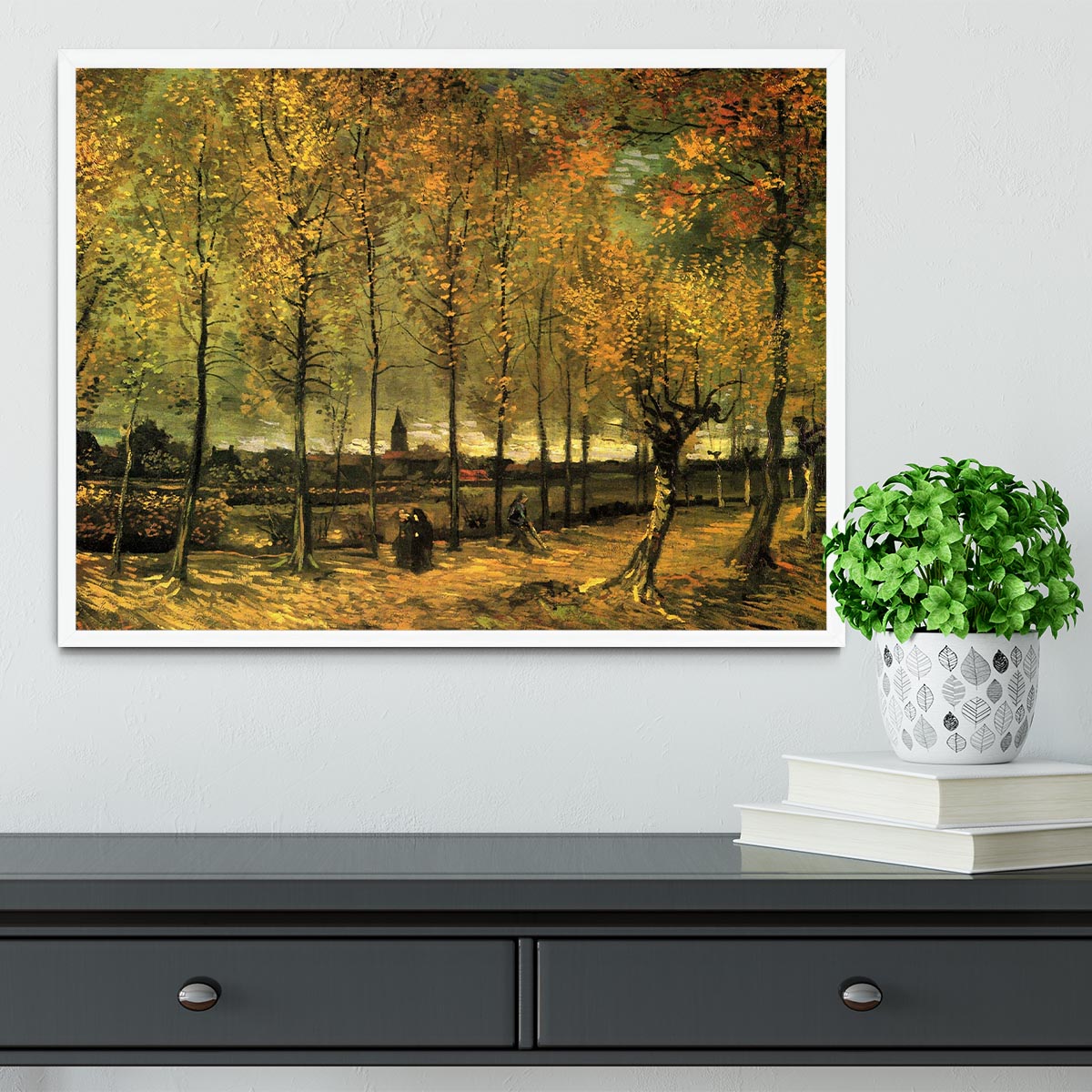 Lane with Poplars by Van Gogh Framed Print - Canvas Art Rocks -6