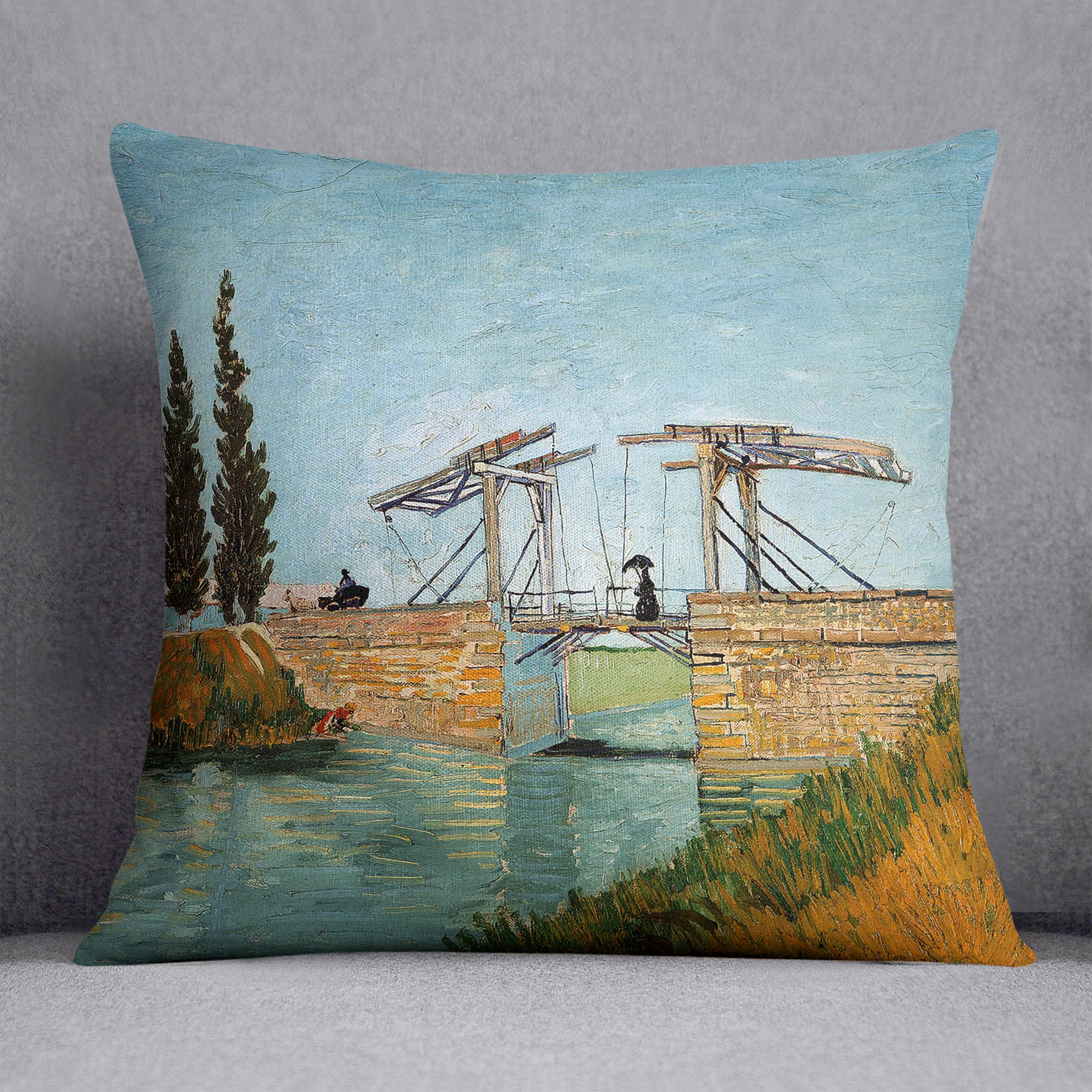 Langlois Bridge by Van Gogh Cushion
