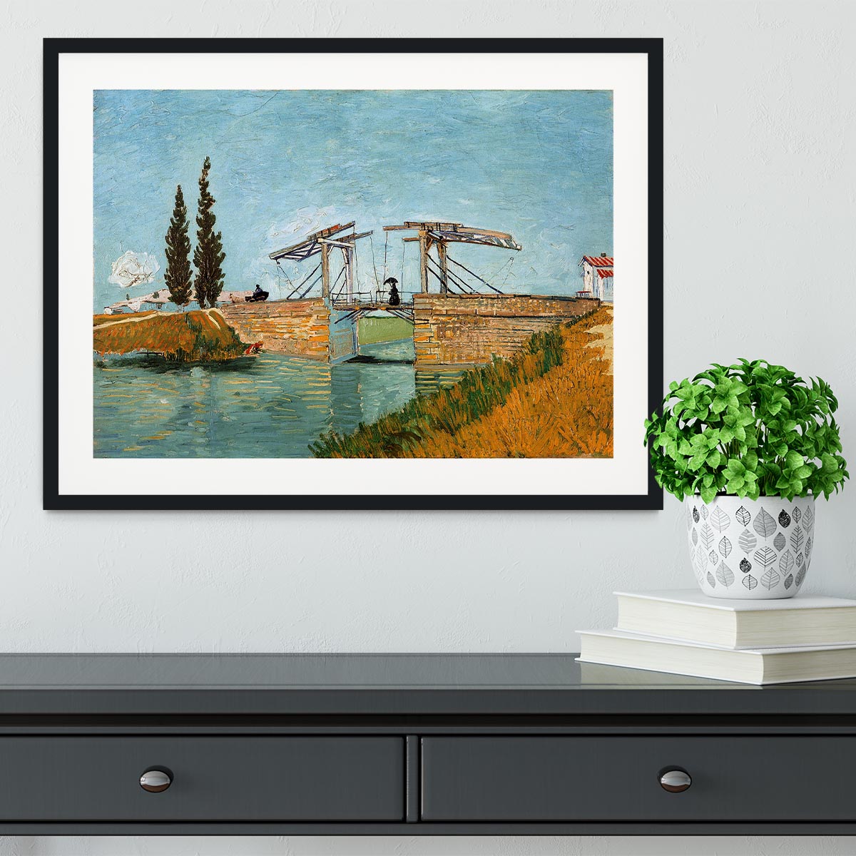 Langlois Bridge by Van Gogh Framed Print - Canvas Art Rocks - 1