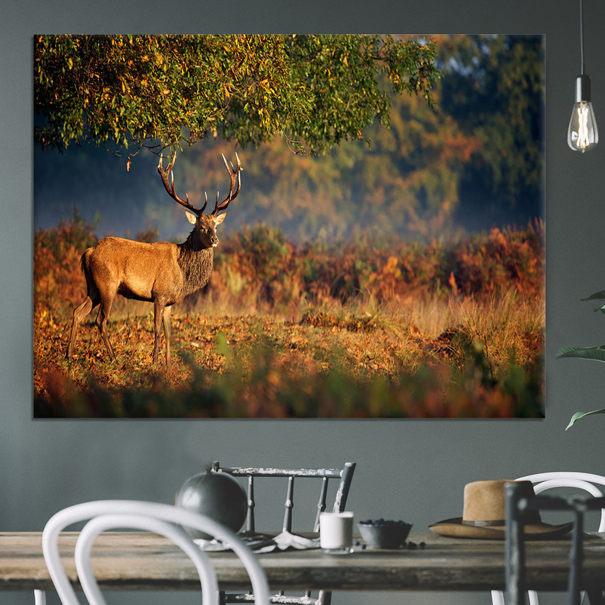 Large red deer stag in autumn Canvas Print or Poster - Canvas Art Rocks - 3