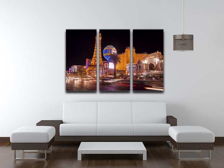 Las Vegas Blvd at Flamingo 3 Split Panel Canvas Print - Canvas Art Rocks - 3