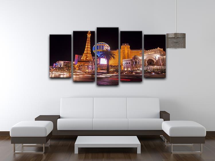 Las Vegas Blvd at Flamingo 5 Split Panel Canvas  - Canvas Art Rocks - 3