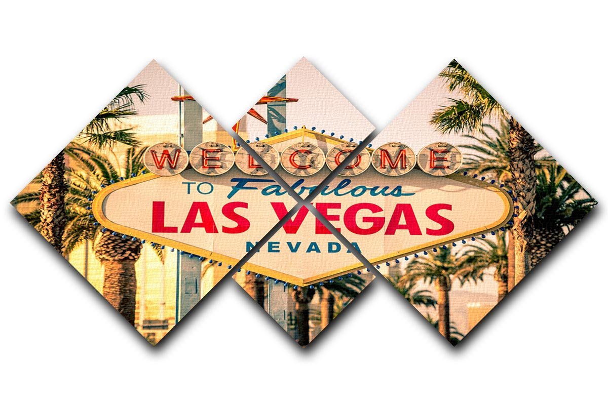 Las Vegas Welcomes You 4 Square Multi Panel Canvas  - Canvas Art Rocks - 1