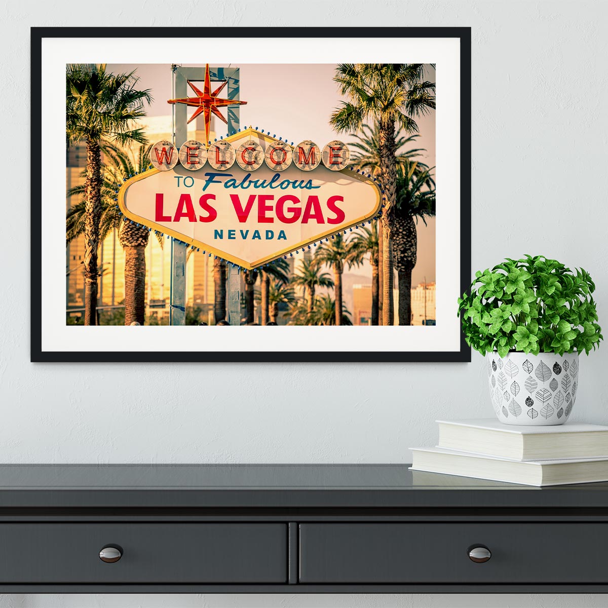 Las Vegas Welcomes You Framed Print - Canvas Art Rocks - 1