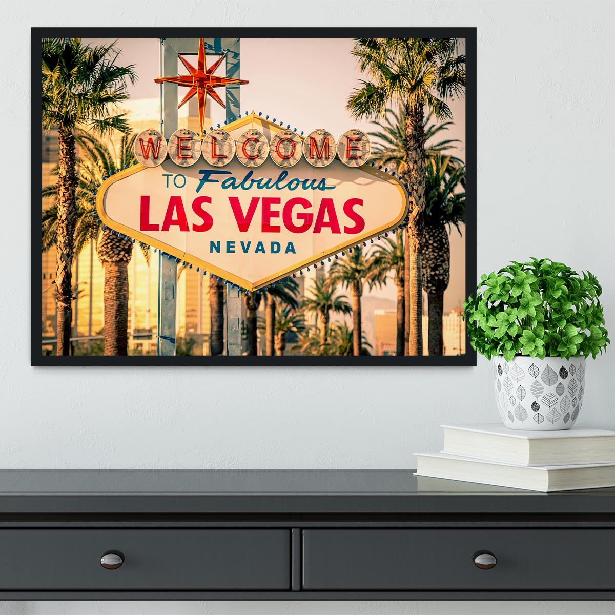 Las Vegas Welcomes You Framed Print - Canvas Art Rocks - 2