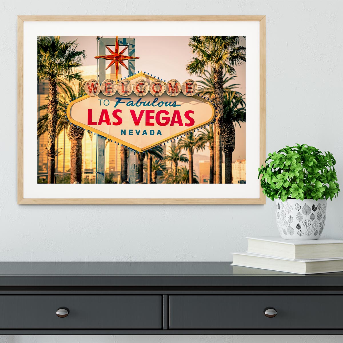 Las Vegas Welcomes You Framed Print - Canvas Art Rocks - 3