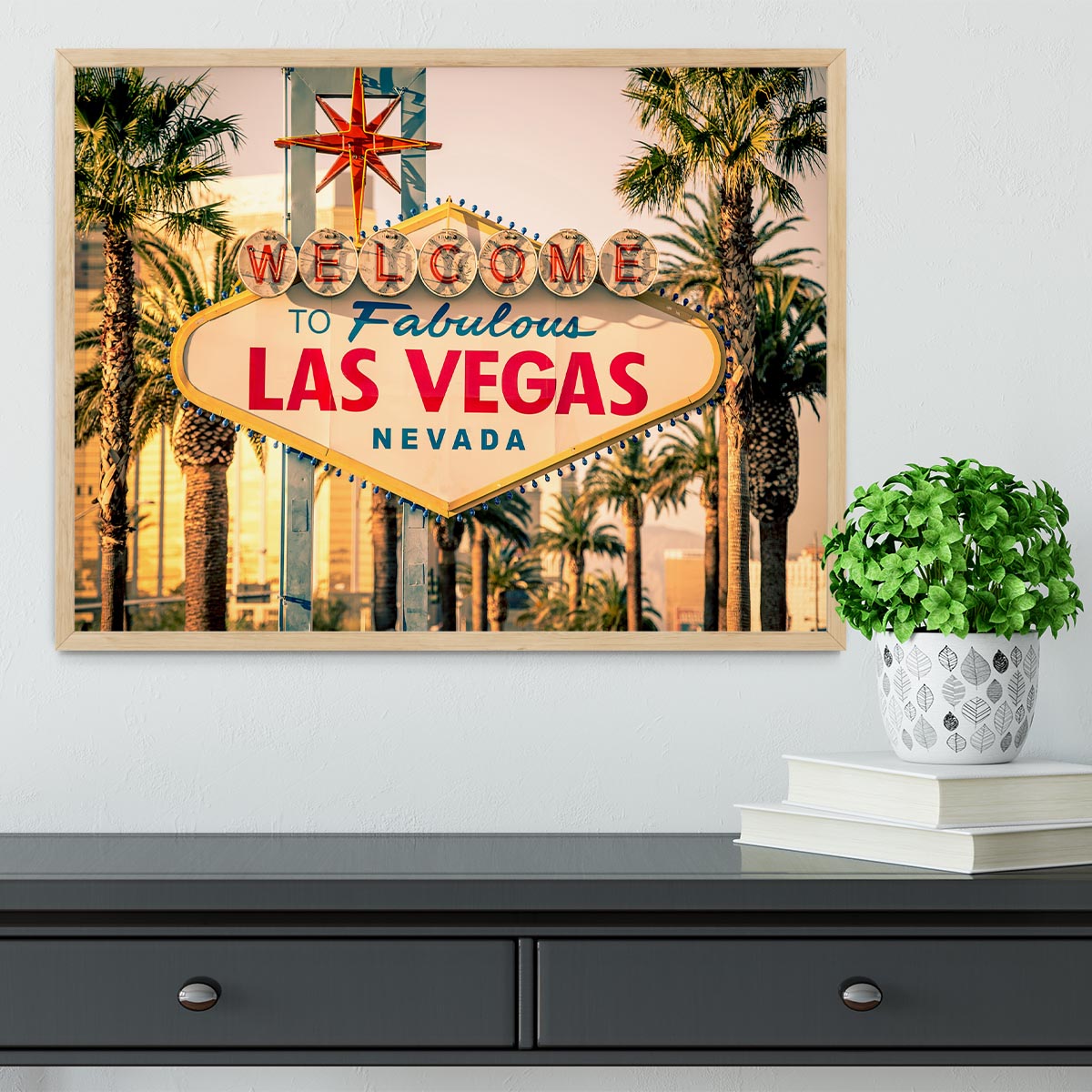 Las Vegas Welcomes You Framed Print - Canvas Art Rocks - 4